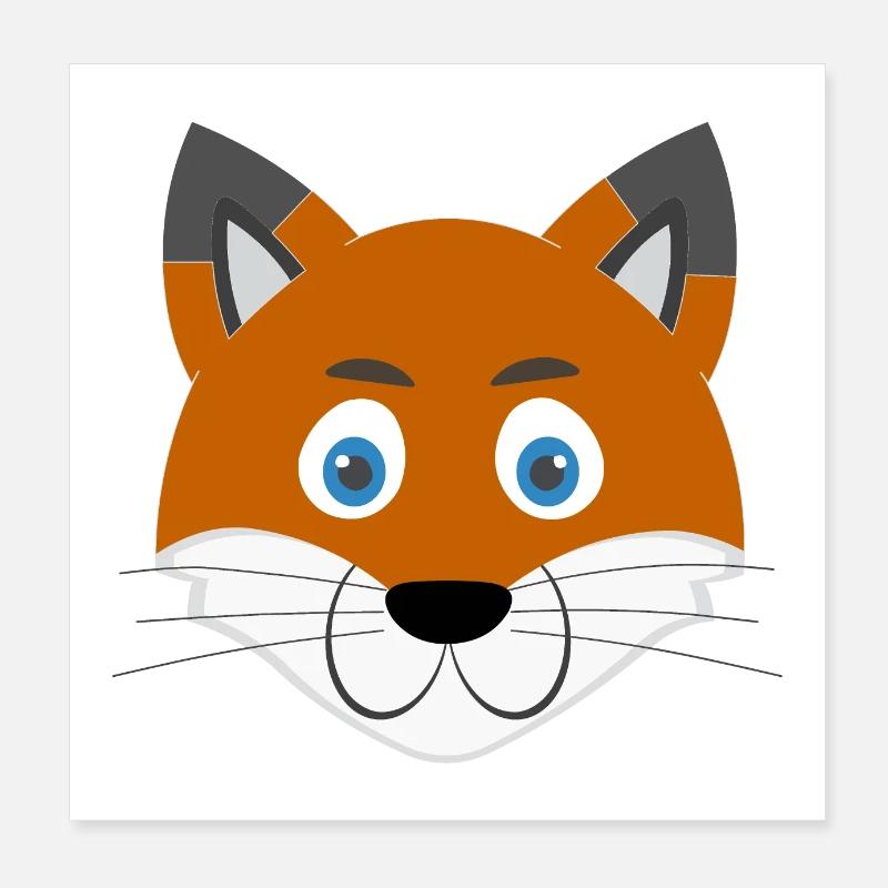 Cartoon fox face Poster 8" x 8" (20x20 cm)