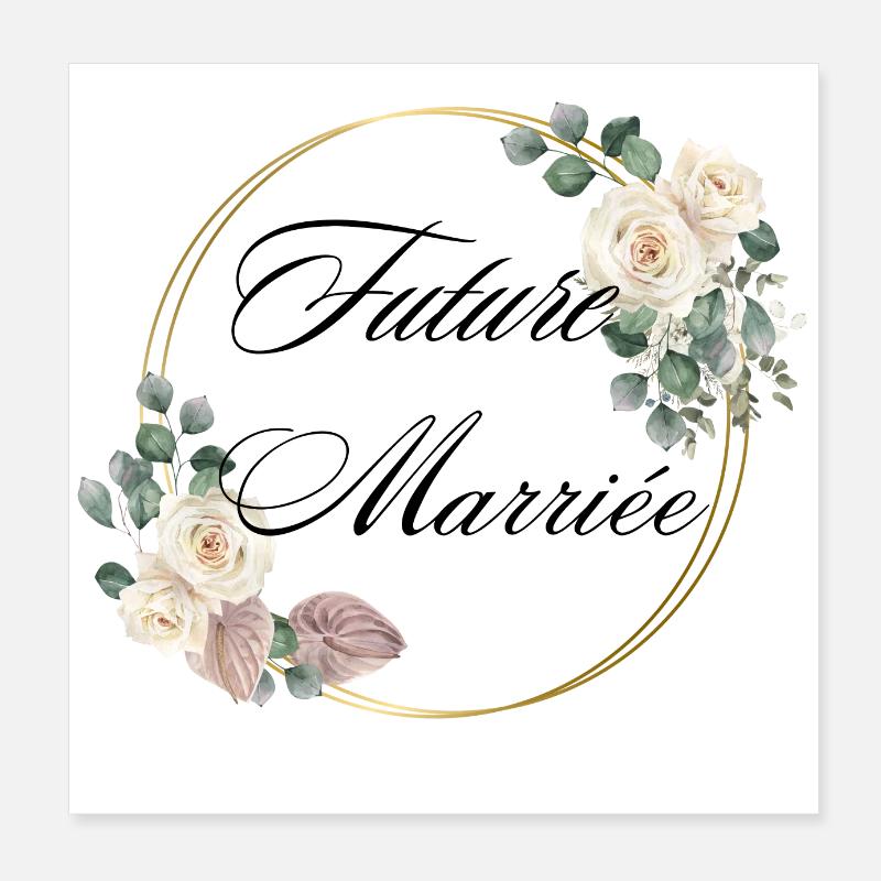 Future mariée fleurs blanches -tshirt assorti Poster 20 x 20 cm