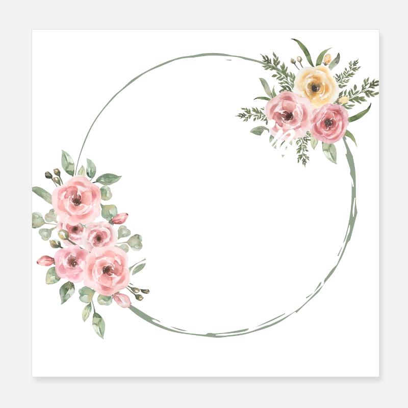 Témoin de la mariée fleurs roses -tshirt assorti Poster 20 x 20 cm