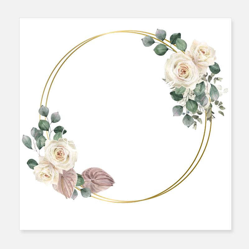 Bride-to-be White Flowers - Matching tshirt Poster 8" x 8" (20x20 cm)