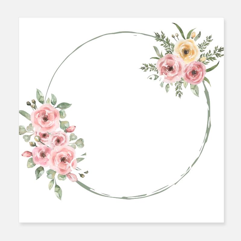 Das Team der Braut mit rosa Blumen Poster 20x20 cm