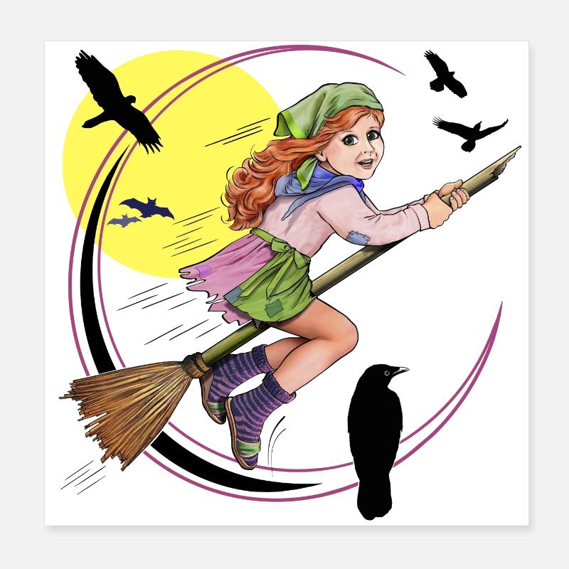 kleine Hexe Poster 20x20 cm
