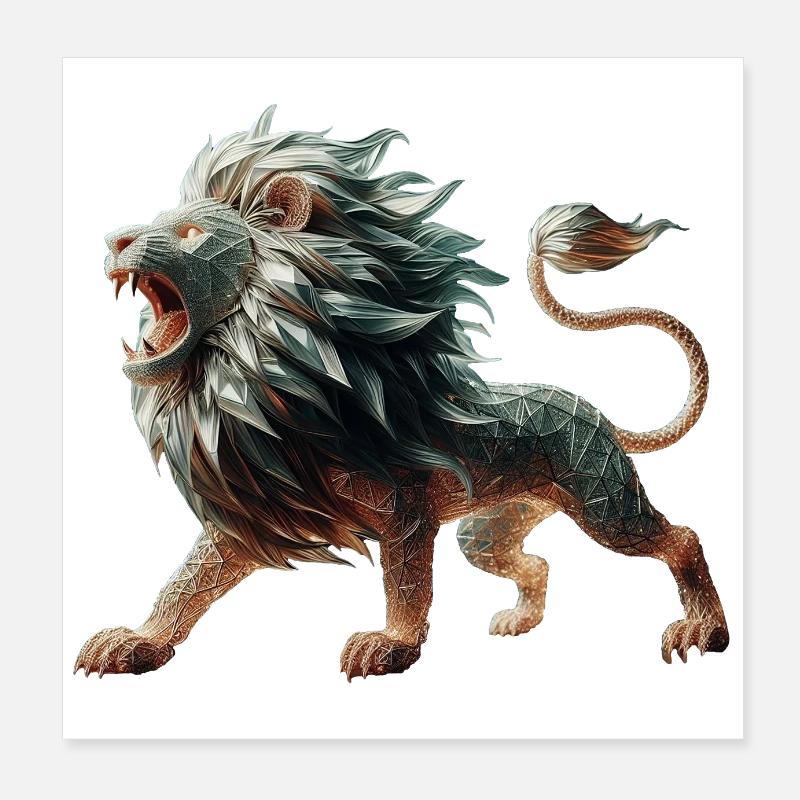 Glass Lion with a Predatory Look copy Poster 8" x 8" (20x20 cm)