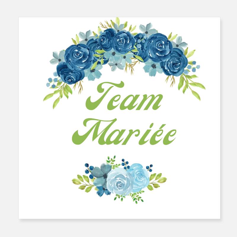 The Bride Blue Flower Team - Matching tshirt Poster 8" x 8" (20x20 cm)