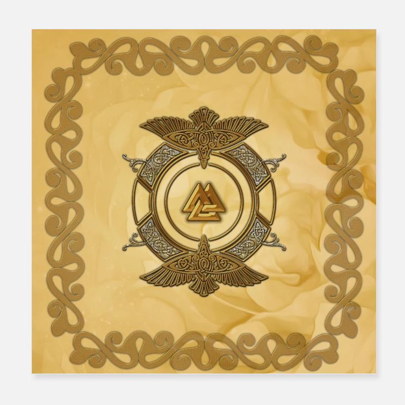 Elégant noeud celtique de couleurs dorées. Poster 20 x 20 cm