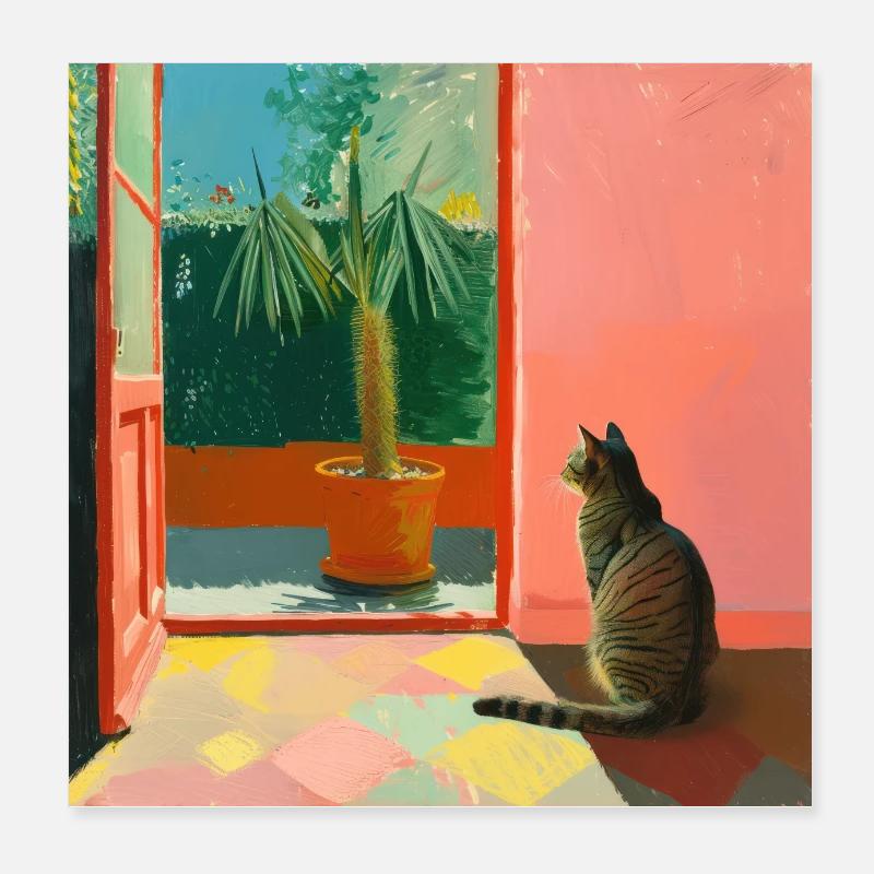 cat, cats, colorful, animal, gift, gift idea Poster 8" x 8" (20x20 cm)