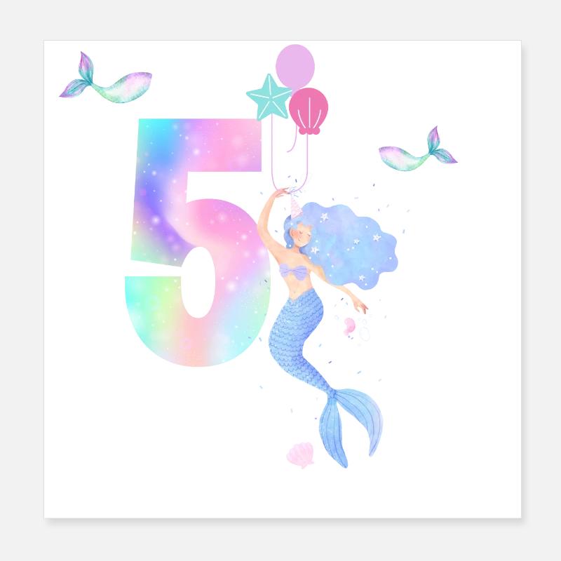 5e anniversaire sirène Poster 20 x 20 cm