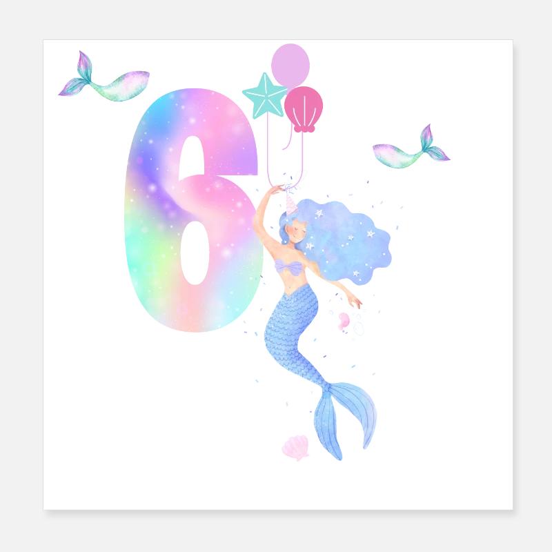 6th Anniversary Mermaid Poster 8" x 8" (20x20 cm)