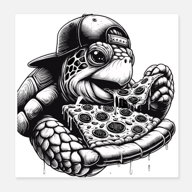 Schildkröte Pizza Cappy Geschenk Poster 20x20 cm