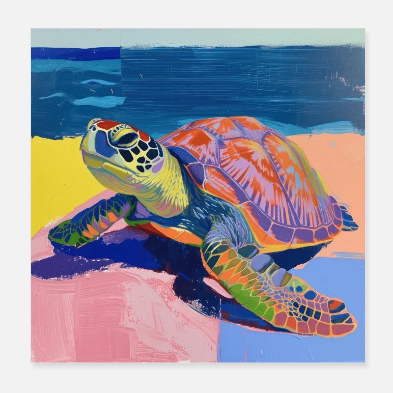 schildkröte, bunt, tier, geschenk, geschenkidee Poster 20x20 cm