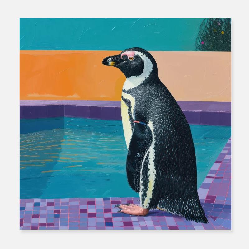 pinguin, bunt, tier, geschenk, geschenkidee Poster 20x20 cm