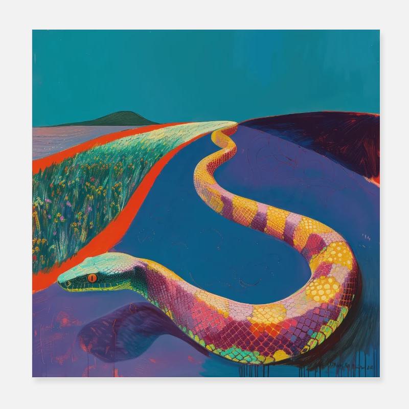 schlange, bunt, tier, geschenk, geschenkidee Poster 20x20 cm
