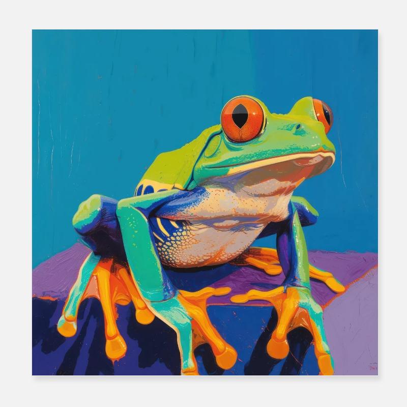 frosch, bunt, tier Poster 20x20 cm