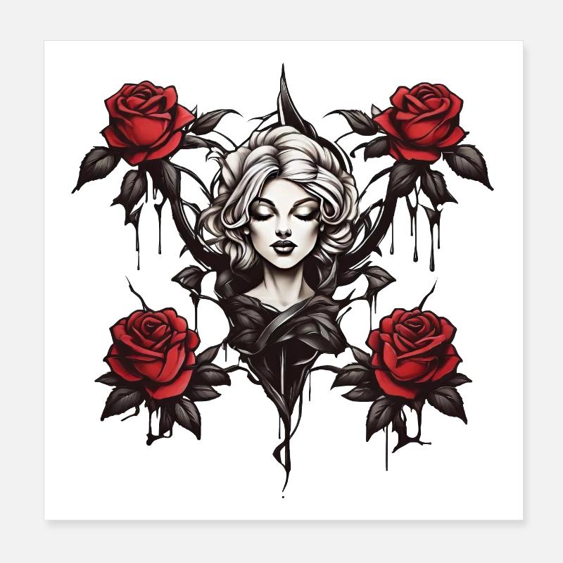 Rose Queen: Beautiful head with blossom magic Poster 8" x 8" (20x20 cm)