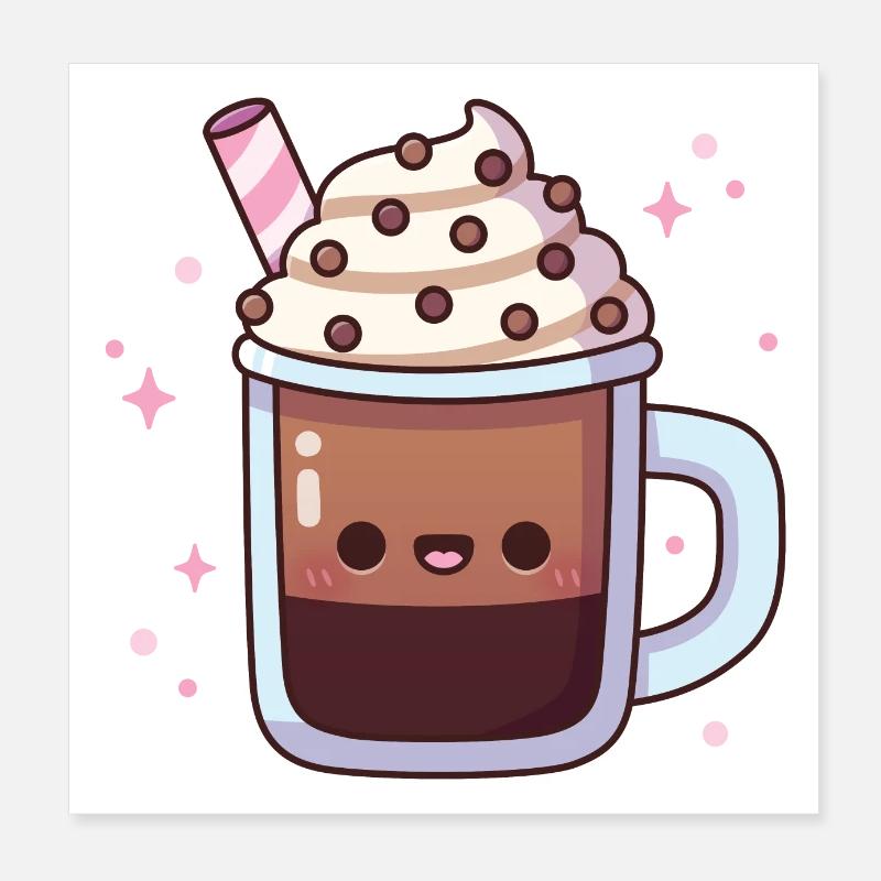 Süßer Eiskaffee mit Schlagsahne Poster 20x20 cm
