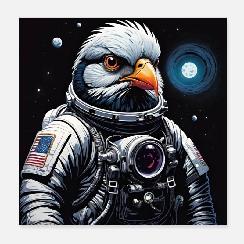 Oiseau dans l’espace Poster 20 x 20 cm