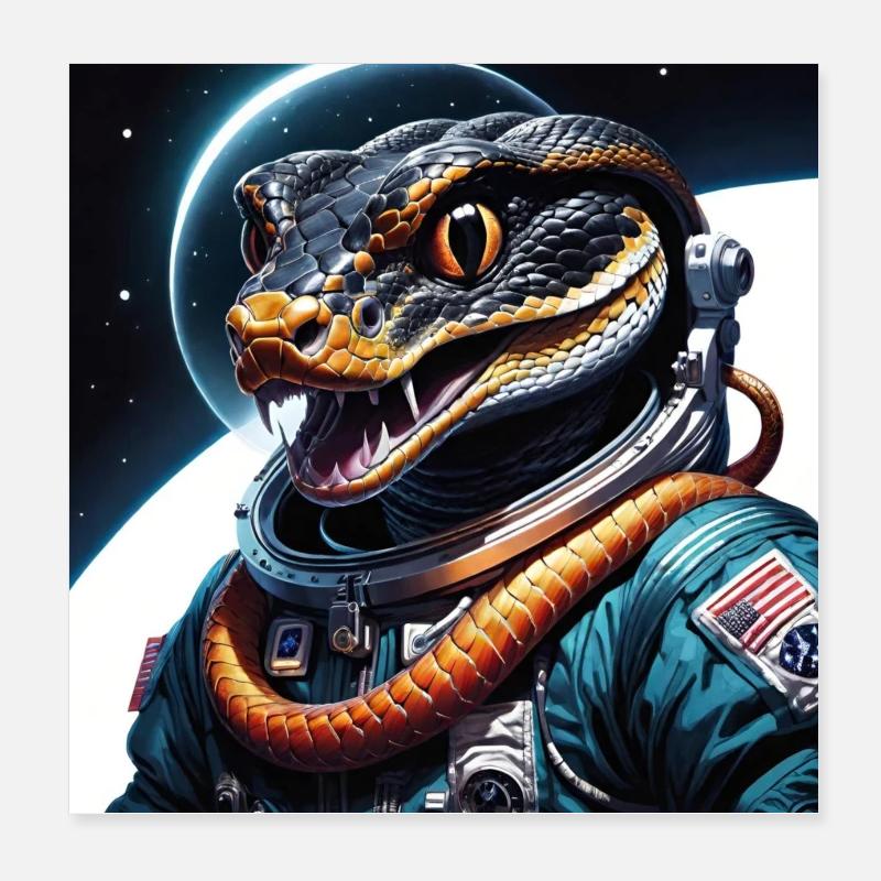 Serpent dans l’espace - Poster 20 x 20 cm - blanc
