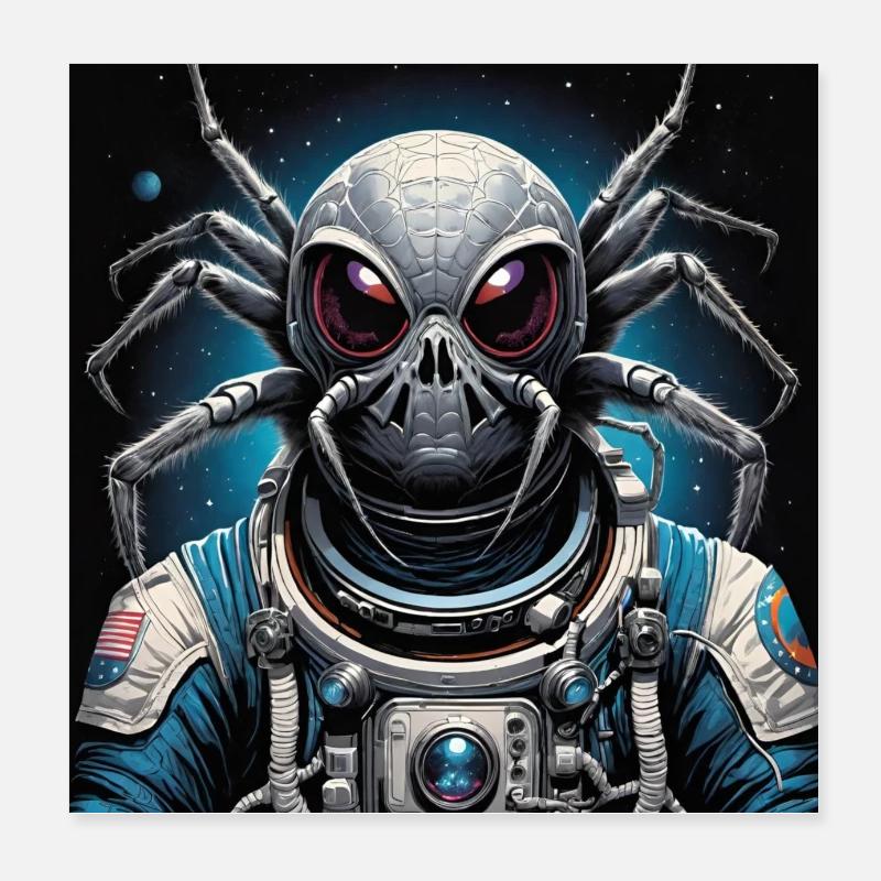 Spinne im Weltraum Poster 20x20 cm