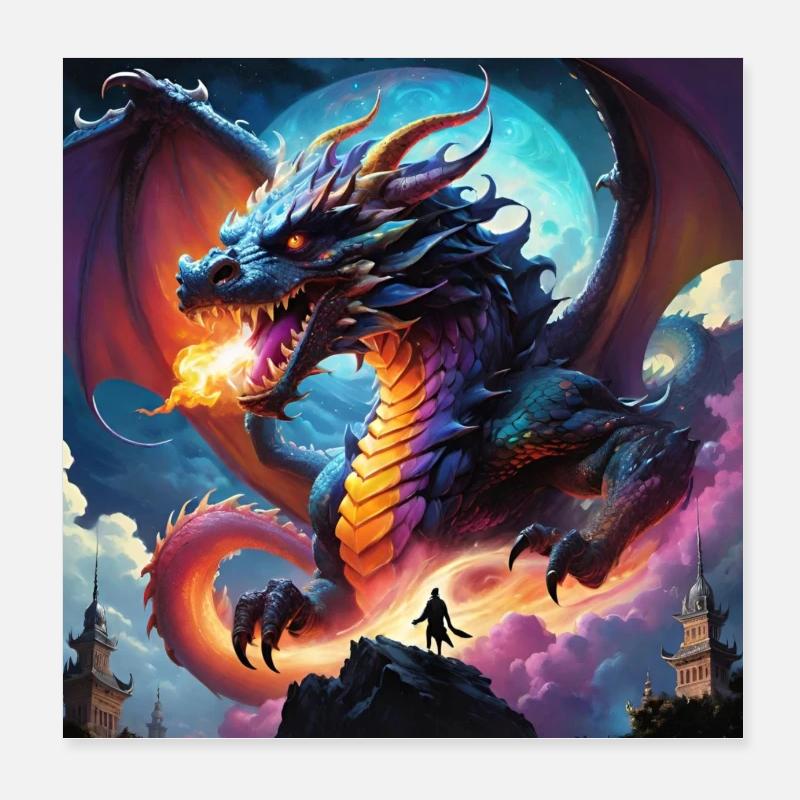 Die Beschwörung eines Drachens. Poster 20x20 cm