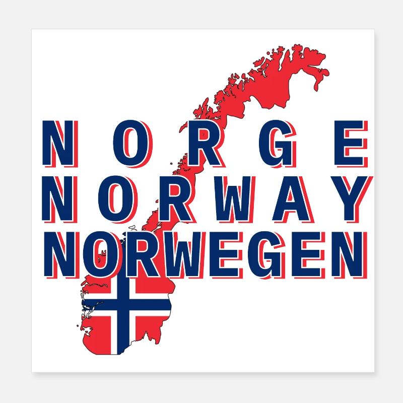 Norvège 3 lettrage avec carte 1 Poster 20 x 20 cm