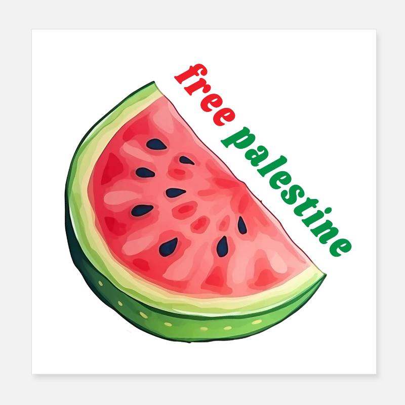 Watermelon Design, Free Palestine Art Poster 8" x 8" (20x20 cm)
