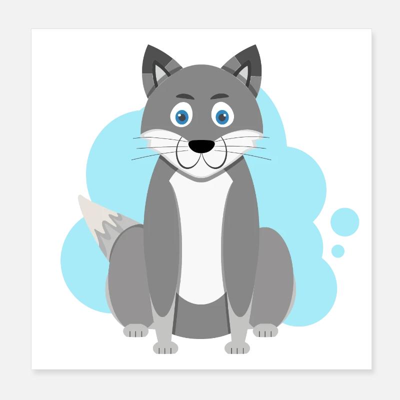 Éclaboussure de loup de dessin animé Poster 20 x 20 cm