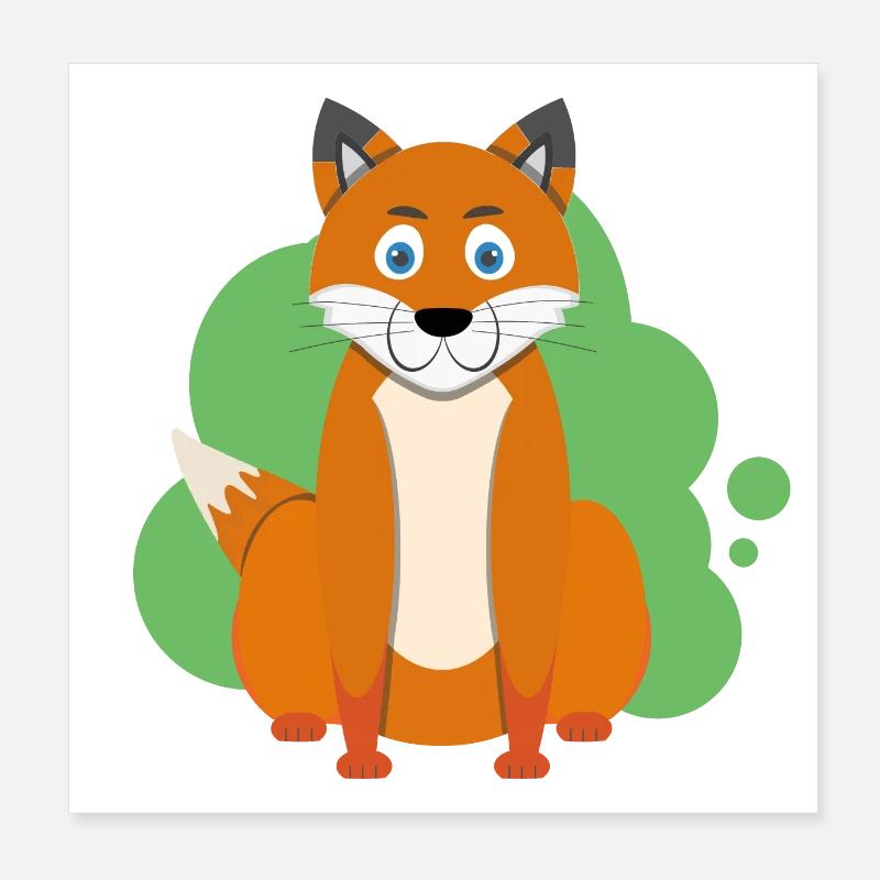 Cartoon fox splash Poster 8" x 8" (20x20 cm)