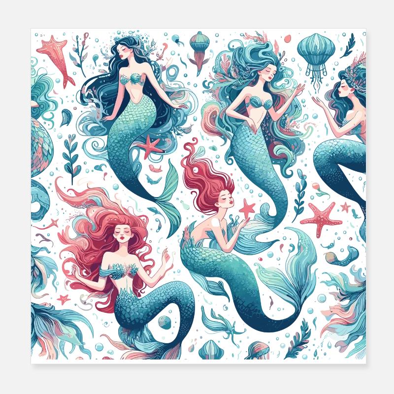Cadeau de motif de sirène Poster 20 x 20 cm