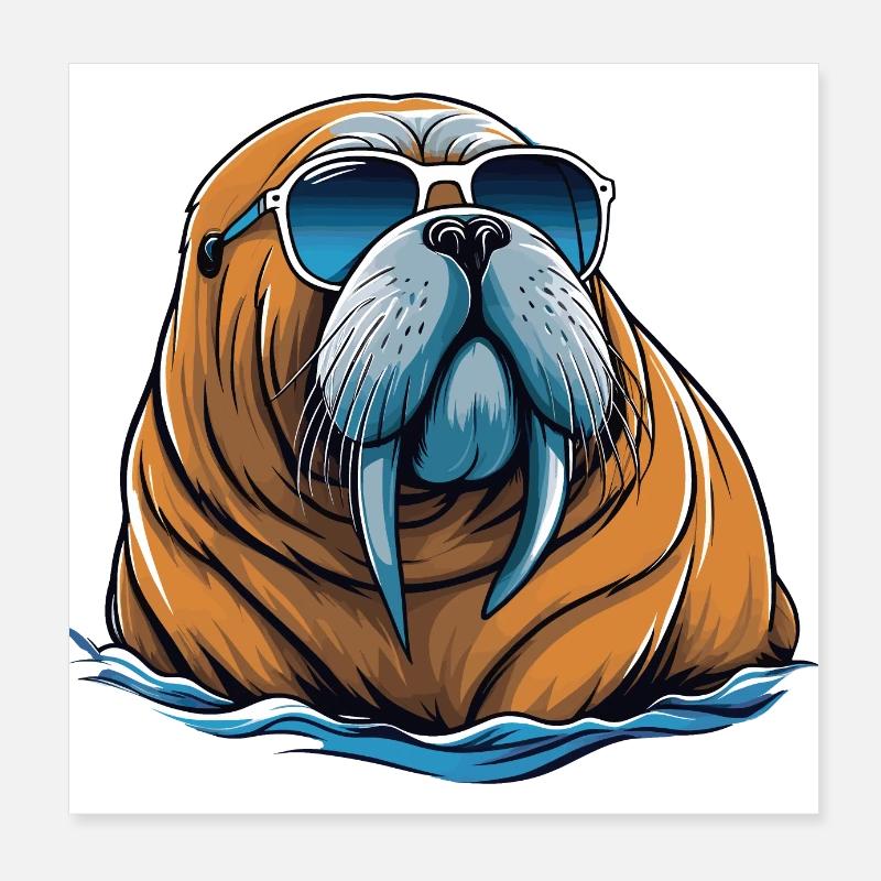 Walrus Poster 8" x 8" (20x20 cm)