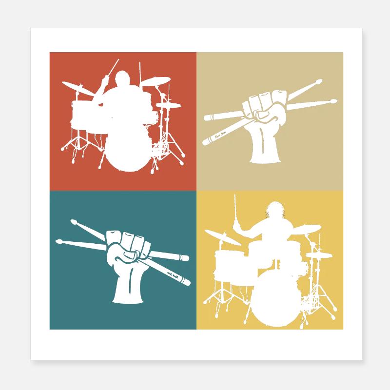 Retro-Vintage-Musik-Schlagzeuger Poster 20x20 cm