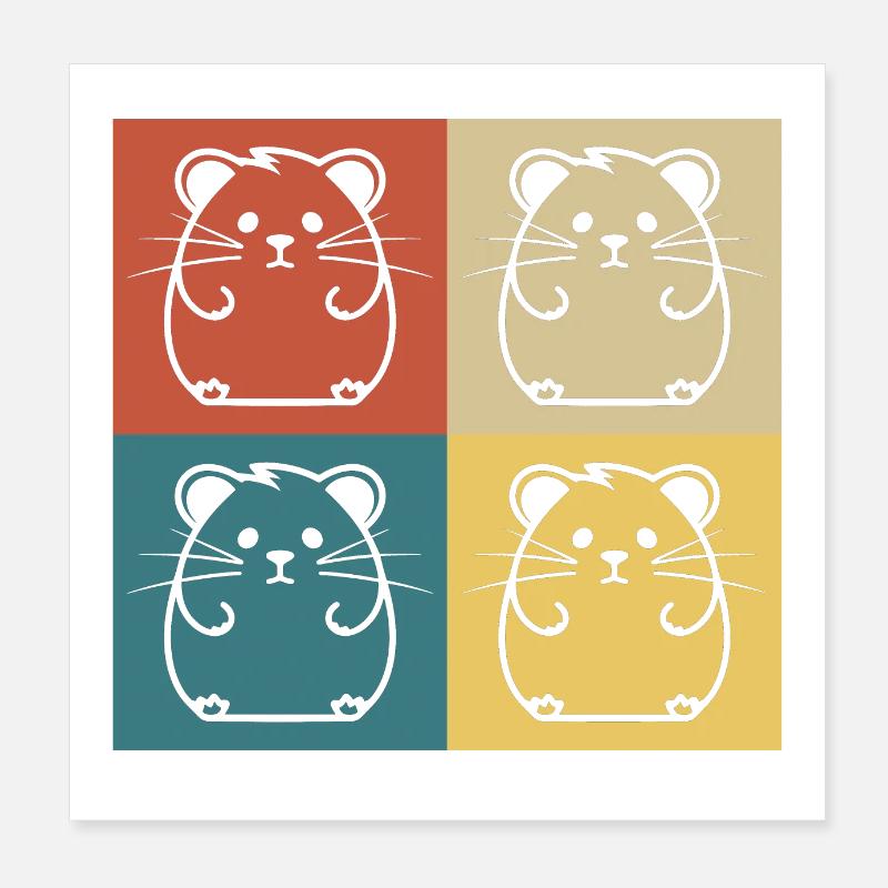 Retro vintage hamster Poster 8" x 8" (20x20 cm)