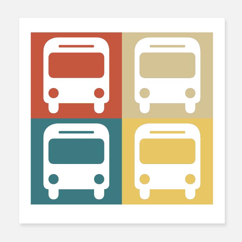 Retro Vintage Bus Poster 8" x 8" (20x20 cm)