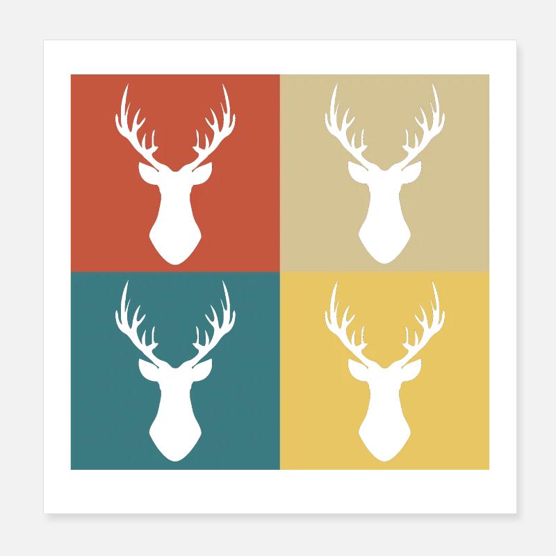 Retro Vintage Hirsch Poster 20x20 cm
