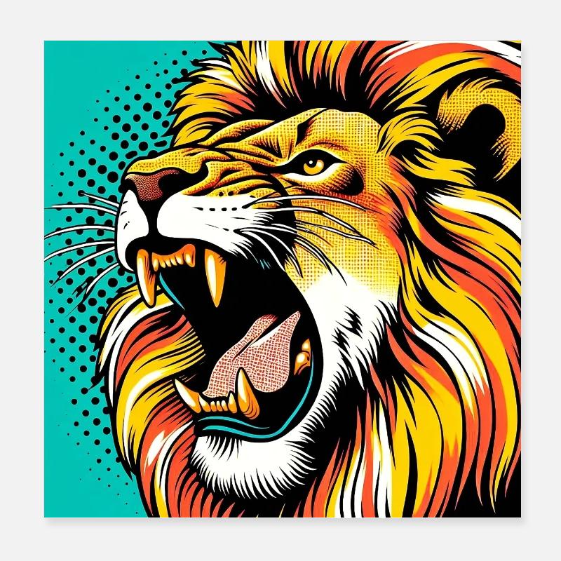 Löwe Pop Art Poster 20x20 cm