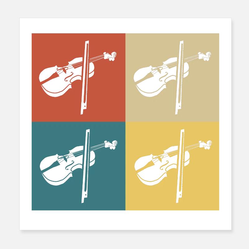 Retro Vintage Geige Poster 20x20 cm