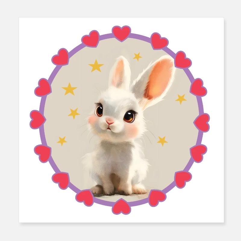 Sweet Rabbit Hare Poster 8" x 8" (20x20 cm)