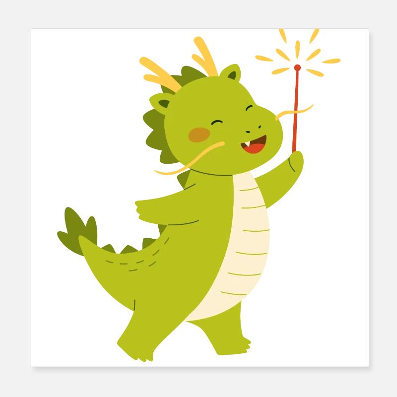 Dragon with light sparks Poster 20x20 cm