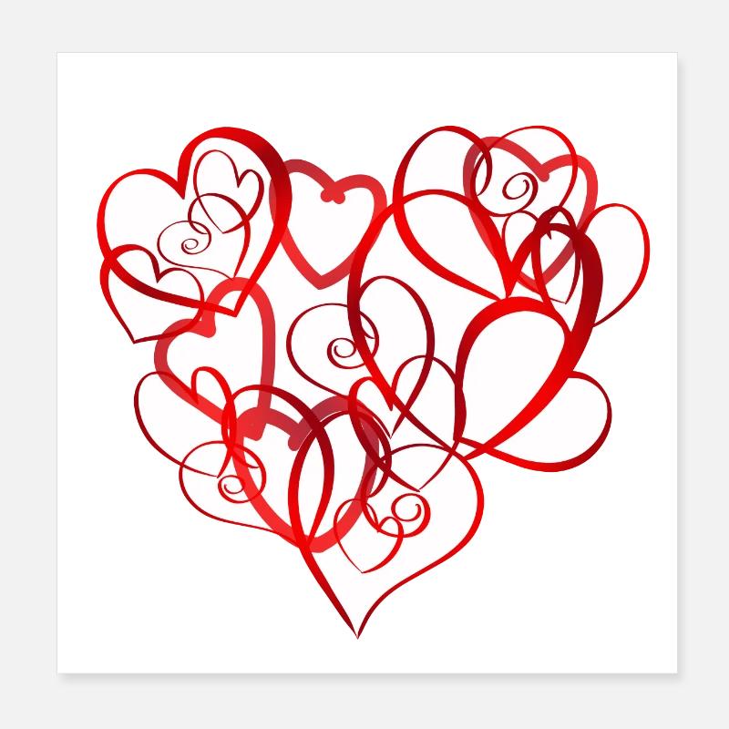Red love hearts . Poster 8" x 8" (20x20 cm)