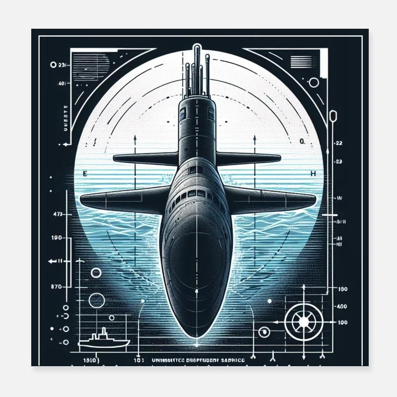 Unterseeboot - Poster 20x20 cm - Weiß