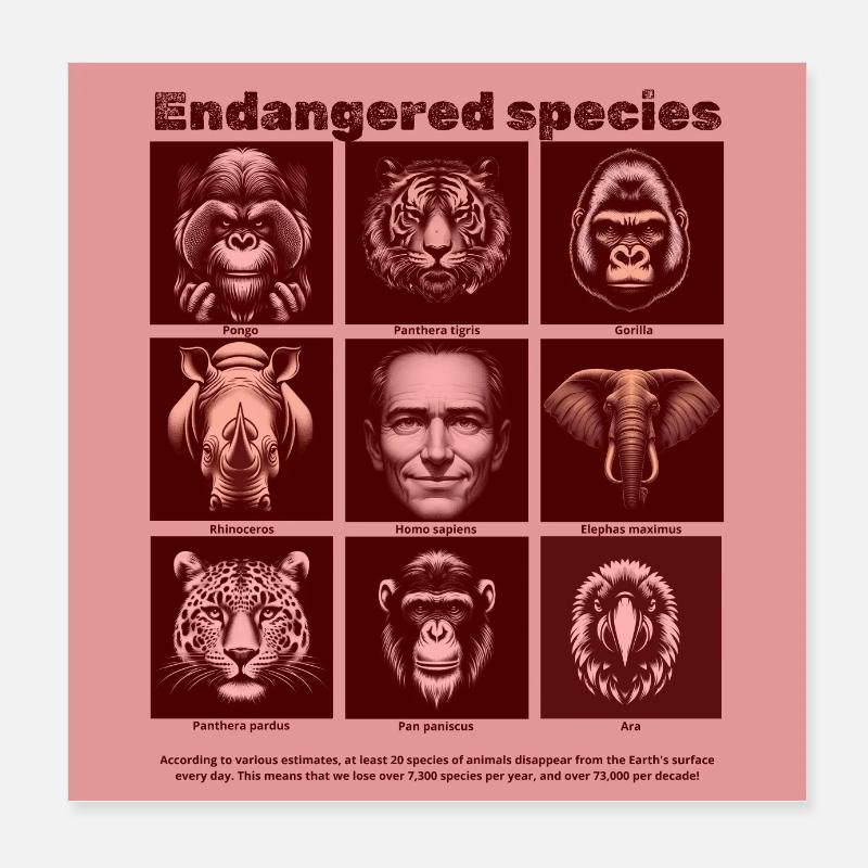Espèce en danger Poster 20 x 20 cm