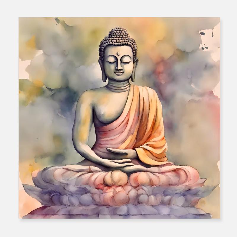 Buddha - Poster 20x20 cm - Weiß