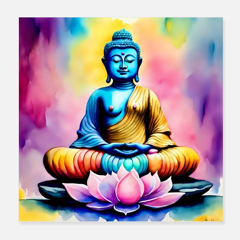 Buddha - Poster 20x20 cm - Weiß
