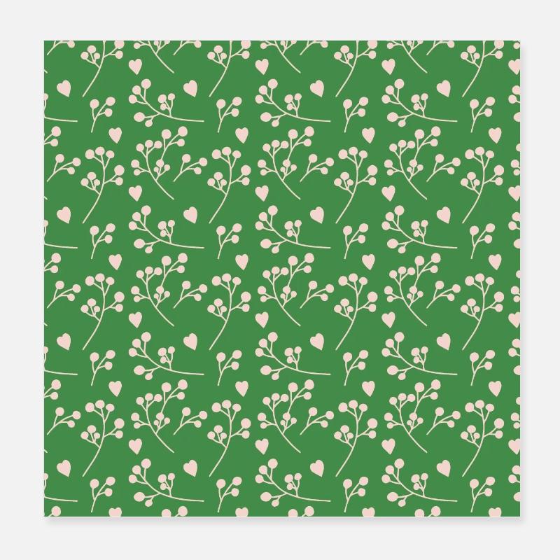Blume-Blatt-Muster Flower Leaf Pattern - Poster 8" x 8" (20x20 cm) - white