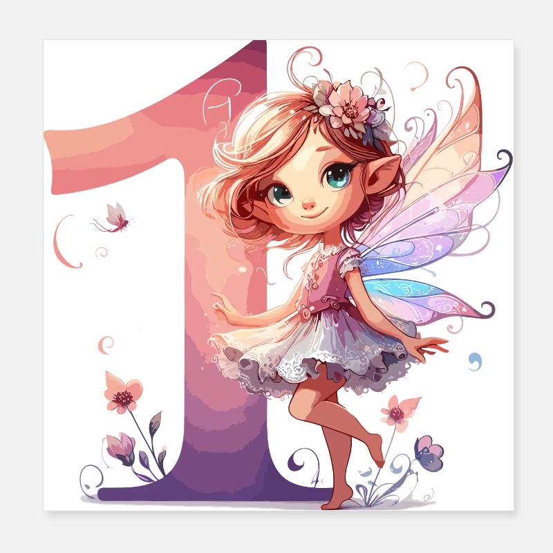 1 Jahr Fee Elfe Geburtstag Geschenk Poster 20x20 cm