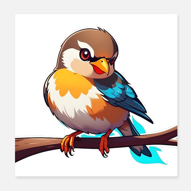 Ung spurv Poster 20x20 cm