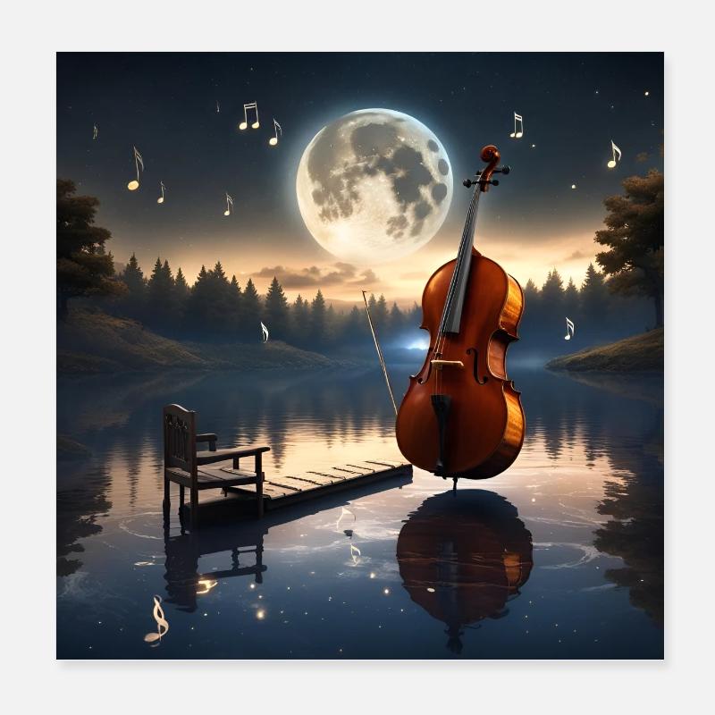 Moonlight Sonata for Solo Cello by The Coffee Bean Poster 8" x 8" (20x20 cm)