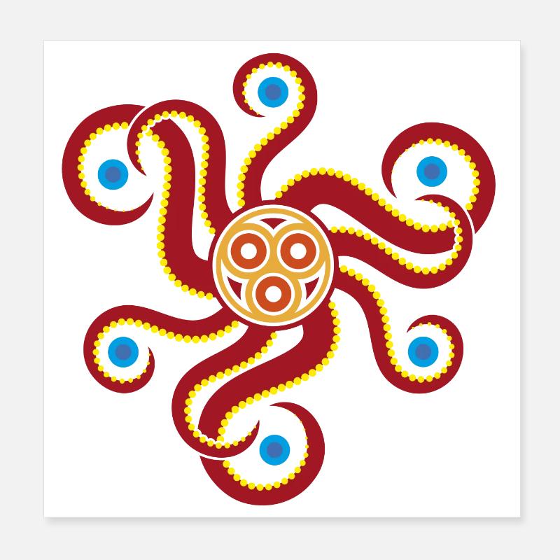 Der im Meer (rot) Poster 20x20 cm