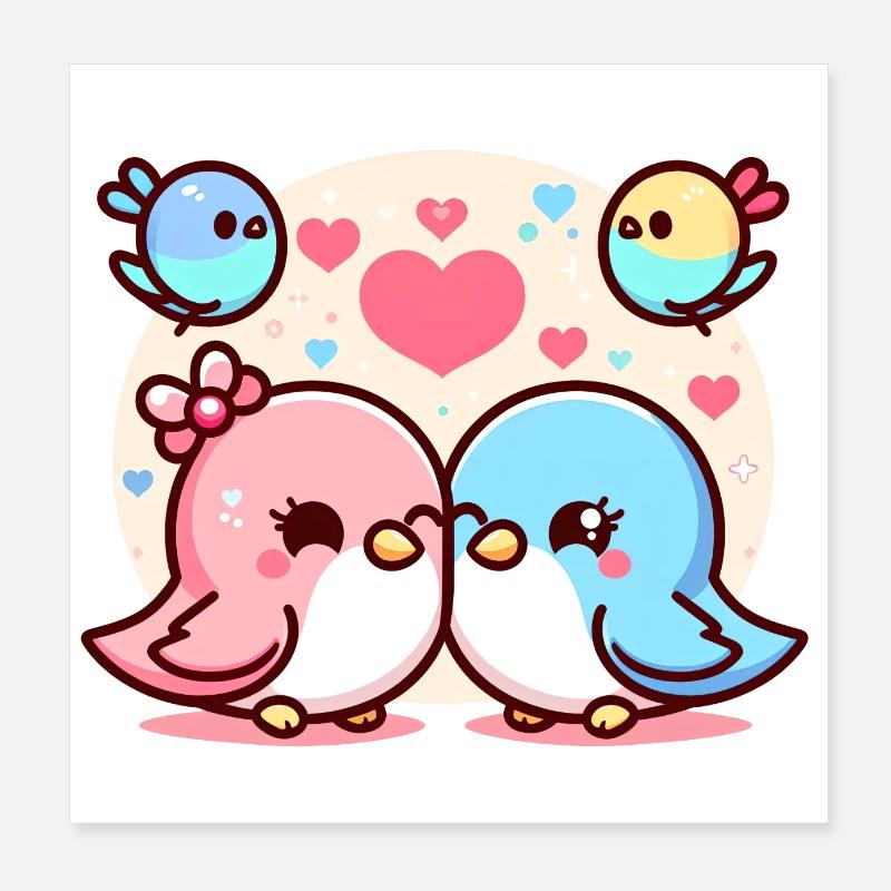 Mignons tourtereaux doux Poster 20 x 20 cm