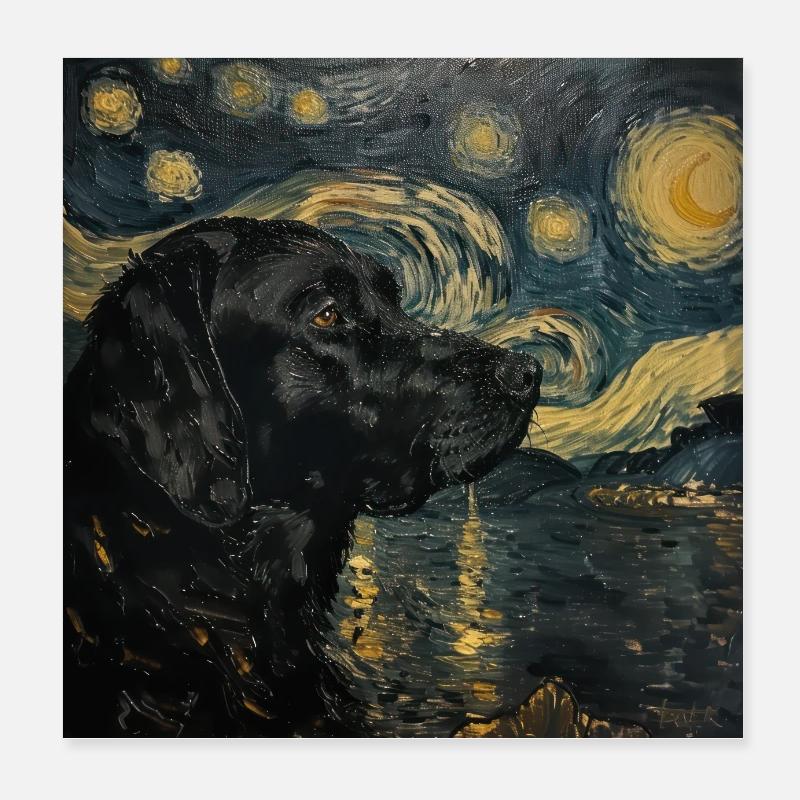 Labrador retriever, Labrador, chien, van gogh Poster 20 x 20 cm