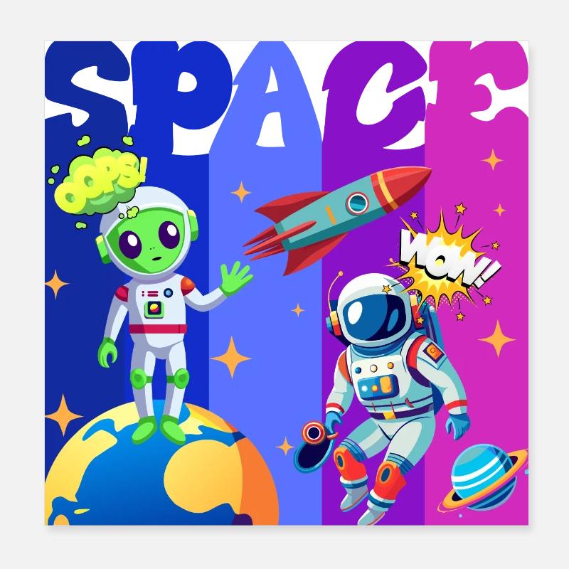 Space, Weltall, Alien, Astronaut Poster 8" x 8" (20x20 cm)